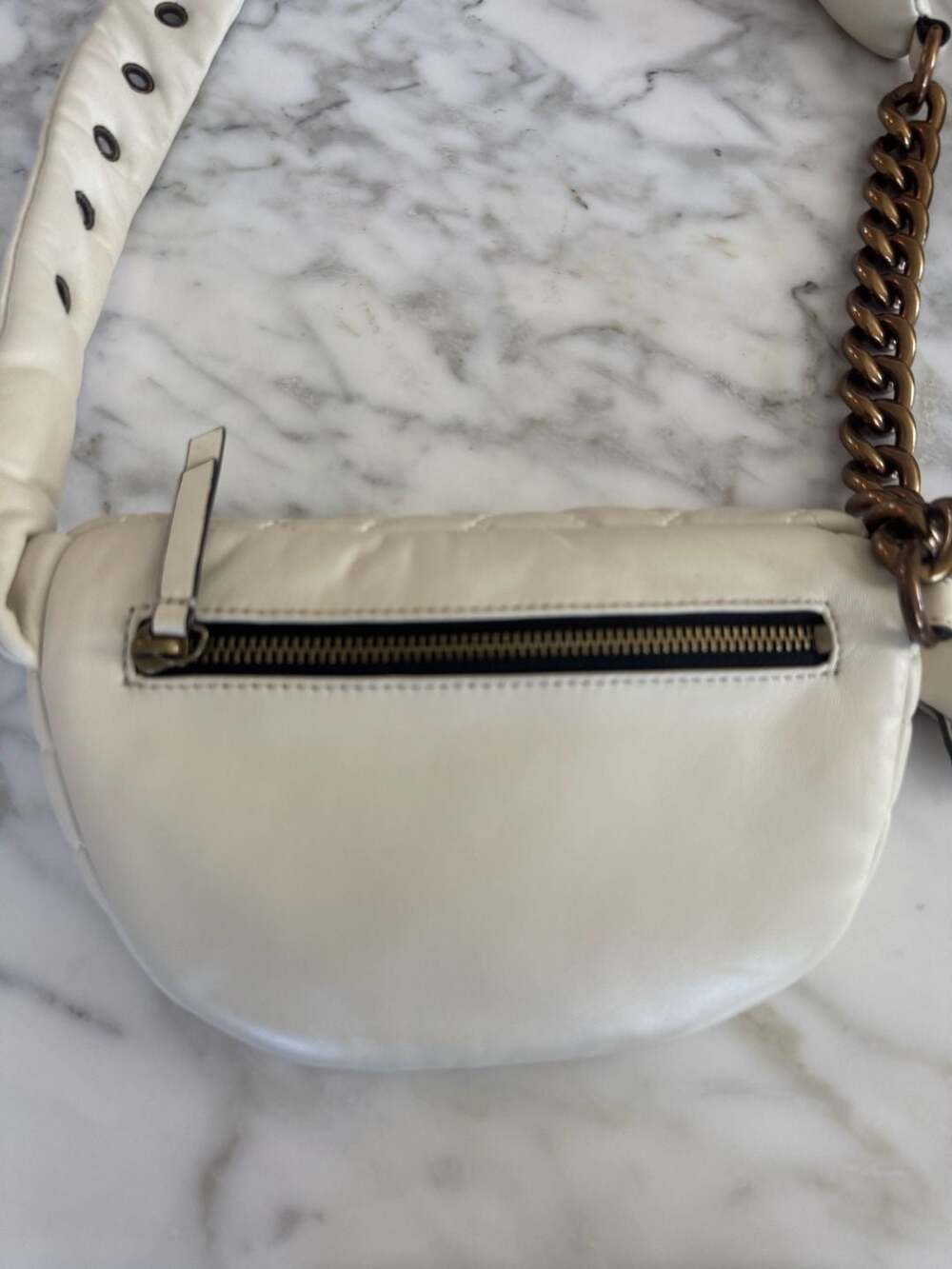 Kurt Geiger London quilted sling crossbody belt bag, cream-white-NWT - Picture 8 of 8